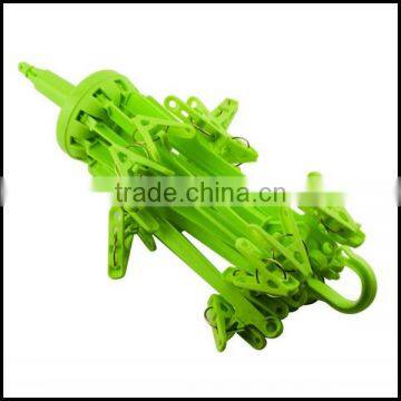 Hanging Dryer 20 Clips Pin Laundry Clothes Hanger Underwear Socks Foldable Green,custom Plastic Hanger Manfuacturer photo-2