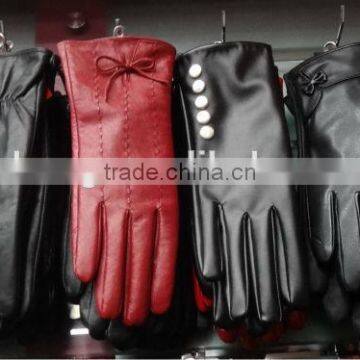 2014Ladies genuine Leather Gloves working glove