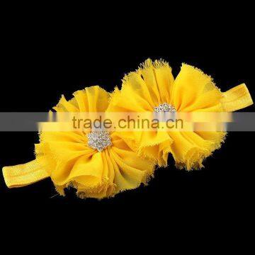 Shabby Chiffon Flower Headband With Rhinestone Center for Kids Hair Accessories photo-6