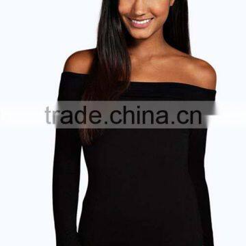 Professional Manufacture Factory Supply Bardot Neckline Long Sleeve Bodysuit Women