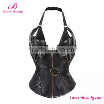 Antique Jacquard 14 Boned Women Slimming Steampunk Leather Corset