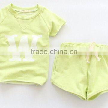 Wholesale Childrens Clothing Set W Alphabet Bamboo Cotton Short T-shirt With Hot Shorts 2pcs Suits for Girl photo-3