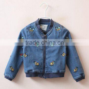 2016 fall new arrival baby girls embroidery denim jeans jacket