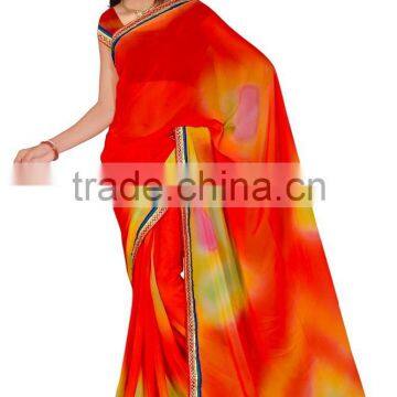 Spray Printed Designer Saree in Chiffon Sari Fabric photo-4