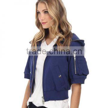 Stacked Multipurpose Zip Pocket at Left Sleeve Welt Hand Pockets With Snap Closure Zip Front Hooded Sweatshirt photo-2