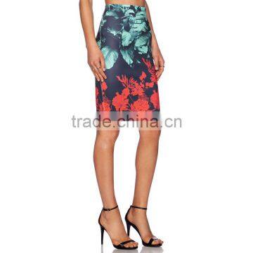 MGOO High Fashion Branded Knee Length Skirts For Women Office Suit Skirts Floral Color Changing Skirts 15145A244 photo-2