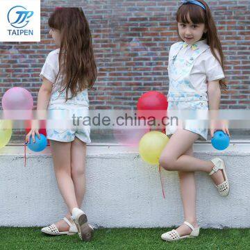 2016 Summer Fashion Girls Overalls With Shirt Clothing Set Casual Baby Kids Outfit photo-3