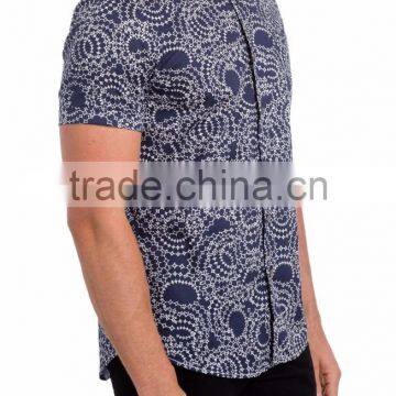 Ahead of Fashion Abstract-printing Men's Button up Collar Shirt Design With Labels