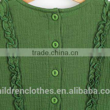 Fashion Green Baby Colthes Children Frocks Designs Ruffle Long Sleeve Warm Girl Dress
