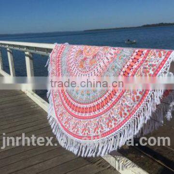 Custom Cotton Printing Round Beach Towels With Tassels photo-5