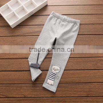 S32851W Sweet Girls Classical Bow Skinny Pants Casual Kids Cats Printed Trousers photo-3
