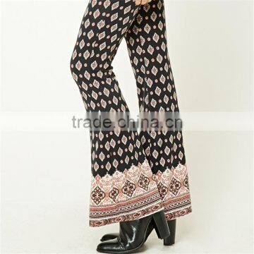 Factory Price Gypsy Print Spandex Ornate Flare Dressy Stretch Pants photo-3
