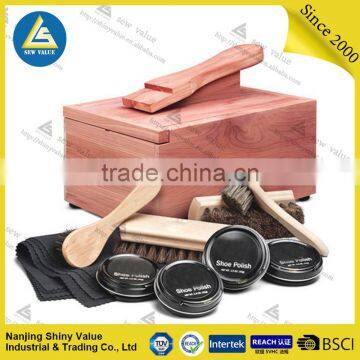 Luxury high-grade complete shoe polish kit/Foldable Cover wooden shoe shine box