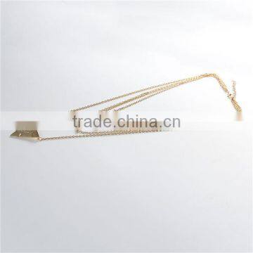 New Fashion Layered Necklace Gold Plated With Triangle Pendant Black & White & Blue Beads 42.0cm Long photo-3