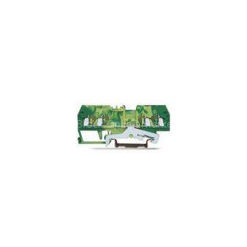 600V 10A 4 Conductor Through Spring Terminal Block Green Yellow