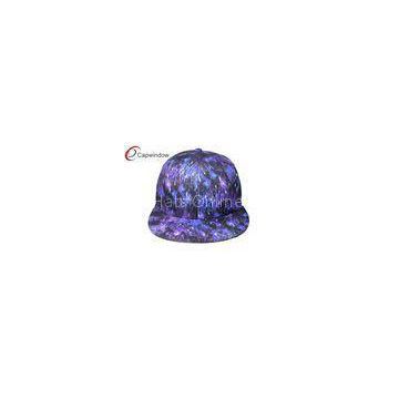 Purple Promotional Flat Brim Baseball Hats Adjusteble Velcro Snapback Hats