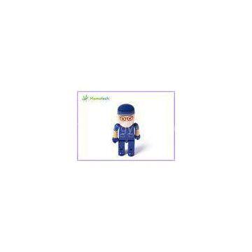 Plastic Robot Cartoon Character USB Storage Device / Blue Memory Stick