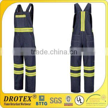 Denim Overalls EN471 Reflective Striped Denim Bib Overall