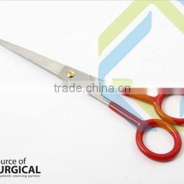 Made in Pakistan Regular Barber Scissors With Rubber Coating on Rings Red Color