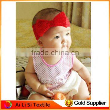 New Design Baby Big Bow Lace Hand Band, Baby Elastic Lace Hair Bands Wholesale, Colorful Lace Hair Band For Babies