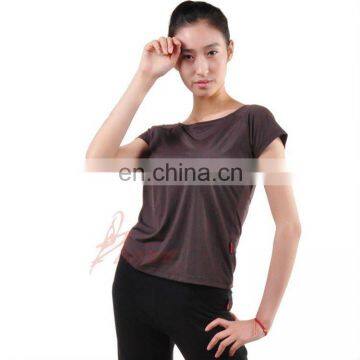 11211228 women boat neck short sleeves nylon spandex basical top