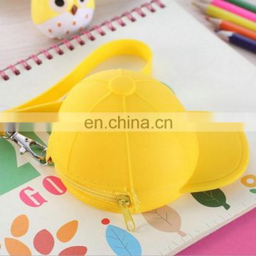 Waterproof candy color silicone earphone pouch key purse in baseball cap design