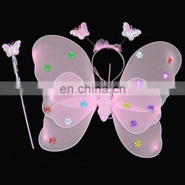 Hot 3pieces set butterful fairy pink wing for kids FGWG-1049