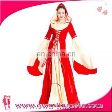 Fancy Dresses,Adult Costume Plus Size Feature women Gender Red Hooded Gown Medieval Costume