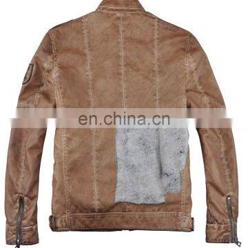 2015 Lastest Fashion Handsome Padded Garment Dyed Men Leather Jacket photo-3