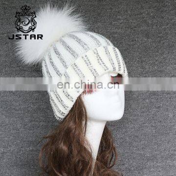 2017 New Style Fur Ball Knit Patterns Hat With POMPOM Autumn/winter Warm Colorul Fashionable Lady Hat photo-4