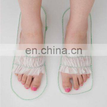 Hotels disposable PP nonwoven lace part top slippers