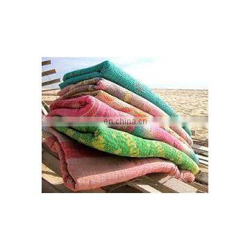 Vintage Kantha Sari Blanket Recycled Patchwork Throw Kantha Quilt