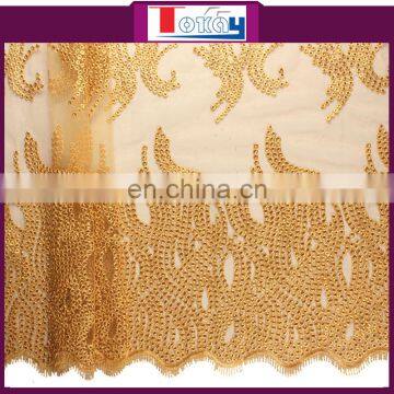 2015 gold color party lace in net sequin dry lace