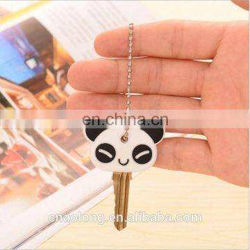 cute panda customized 3d soft pvc key holder,rubber key cover,plastic key cap with own logo and shape