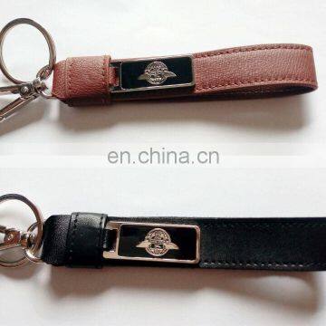 custom genuine leather keychain with enamel