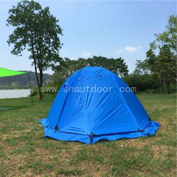 Blue Color Mountaineering Camping Tents With Porch, Four Season 3 Man Tent