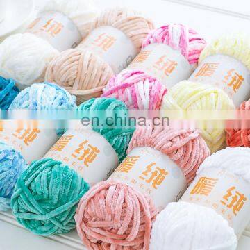 Yarncrafts ring spun crochet chenille yarn chunky polyester knit yarn for hand knitting bags dolls blankets