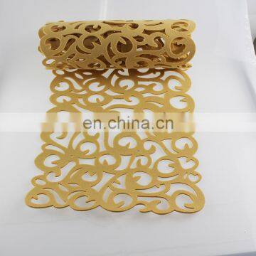 2017 alibaba popular style 3mm laser cut yellow felt table runner