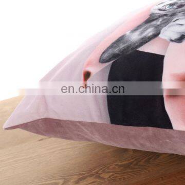 Velvet Decorative Pink Dog Print Throw Pillow Indoor Cushion for Home Decor photo-6