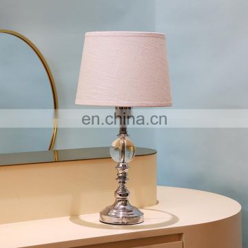 Creative design cheap custom modern bedside silver desk lamp with pvc lampshade