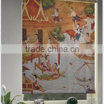 Asian wall art roller blind and upholstery textile