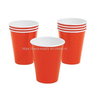 Solid red color 8oz Customized printed disposable paper cups