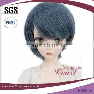 Factory Best grey blue synthetic short straight BJD hair wigs for dolls