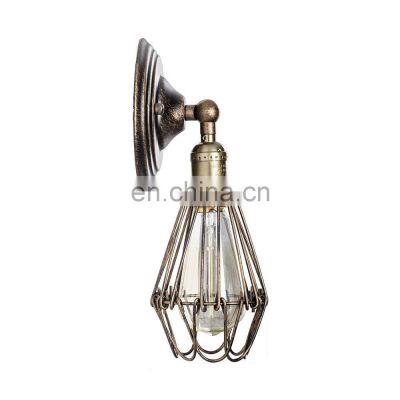 Metal Adjustable Iron Cage Wall Lamp Edison Bulb Iron Wall Light