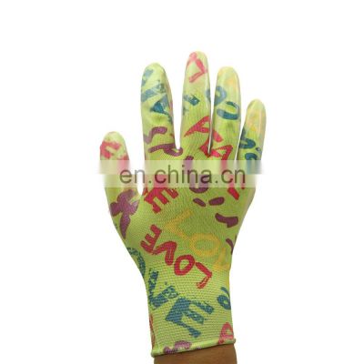 13 gauge knitted liner floral nitrile coated smooth finished site safety work cheap gloves