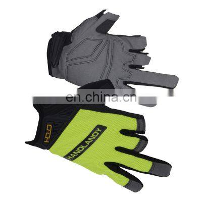 HANDLANDY Cycling Motorcycle Sports Synthetic Leather Fingerless Mechanical Utility Half Fingers Work Gloves