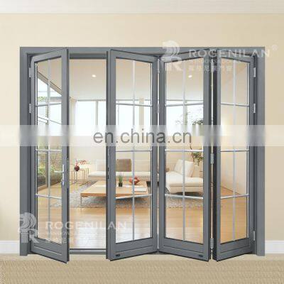 Fold Up Doors Inward Vertical Folding Black Aluminium Glass Door