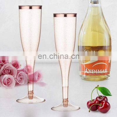 Hot Selling 6.5 Oz Bachelorette Party Champagne Rose Gold Rim Disposable Custom Plastic Champagne Flutes photo-5