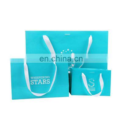 Boutique  Shopping Grey Pink Bag With Print Logo Customised Paper Bags