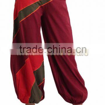 Indian Women Cotton Maroon Color Patch Work Harem Pants Causal Trouser Yoga Dance Baggy Hippie Genie Boho Casual Pants